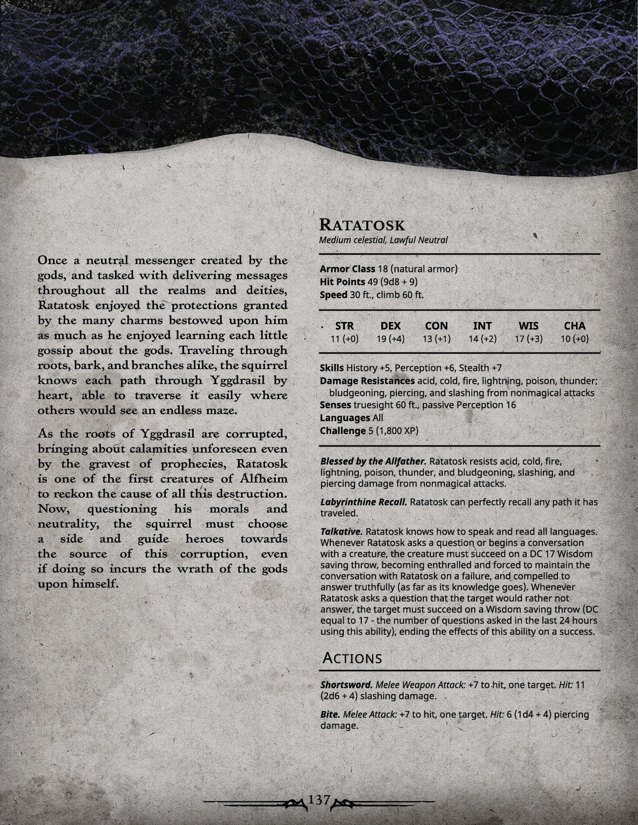 Ratatoskr - stat block