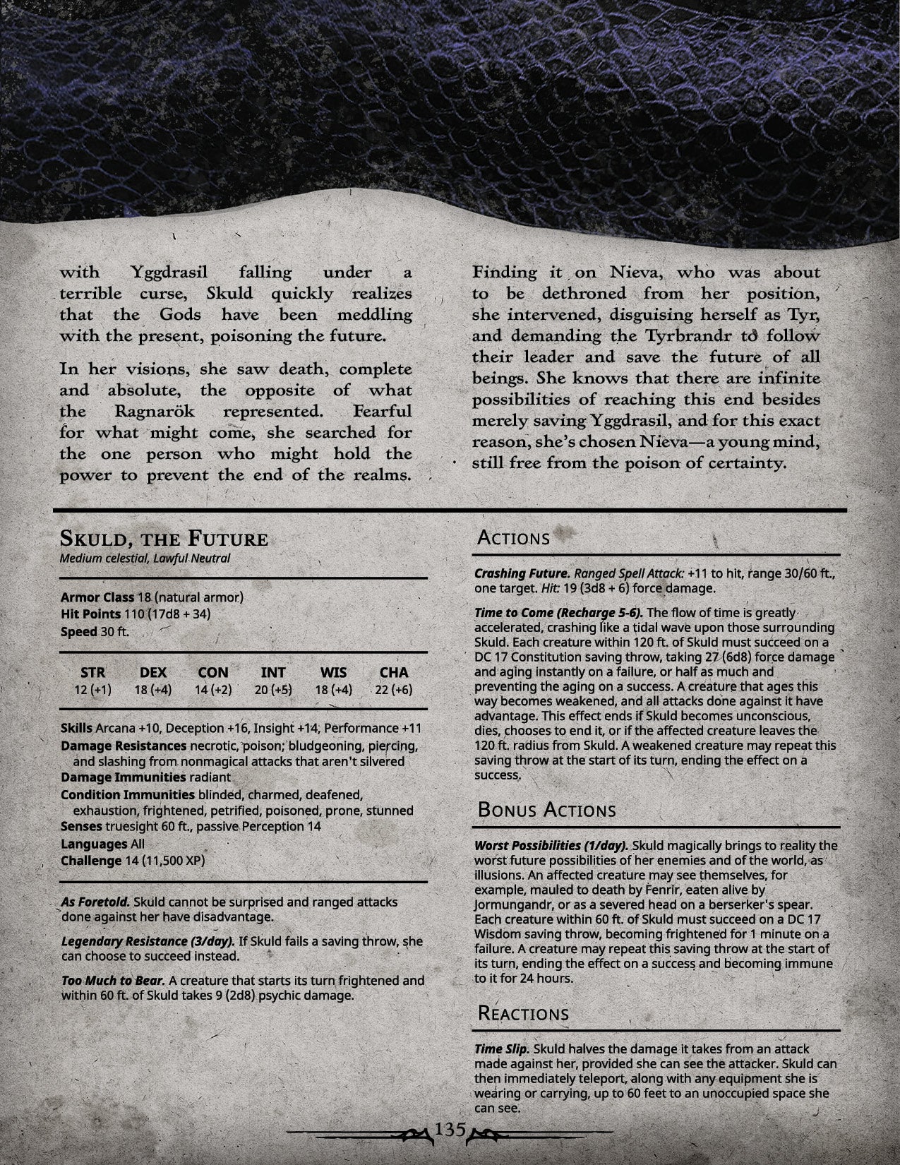 Skuld The Future - stat block